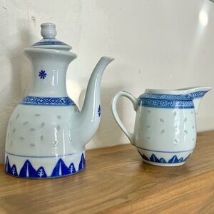 ⭐️ Blue and White Rice Enamel Tea Set Pieces
